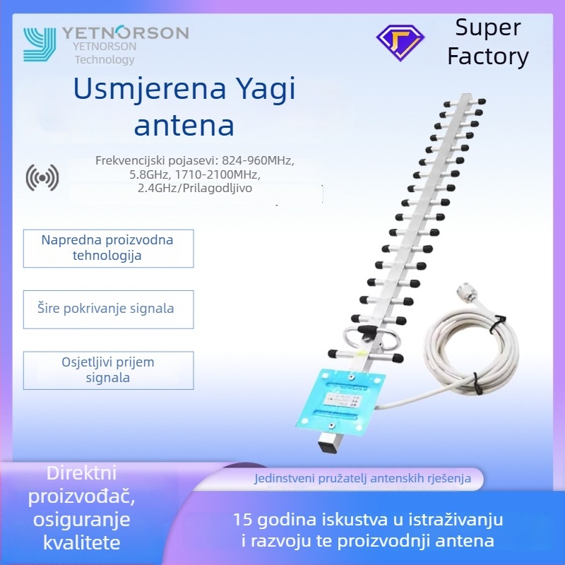 Vanjska Yagi antena visokog ziska, cijeli raspon 698–2700 MHz za poboljšanu komunikaciju