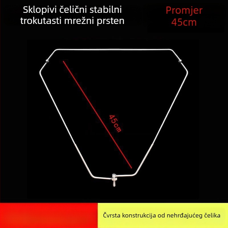 Sklopiva trokutasta glava mreže za ribolov s čvrstim nehrđajućim čeličnim prstenom, mreža za velike ribe, fina mreža