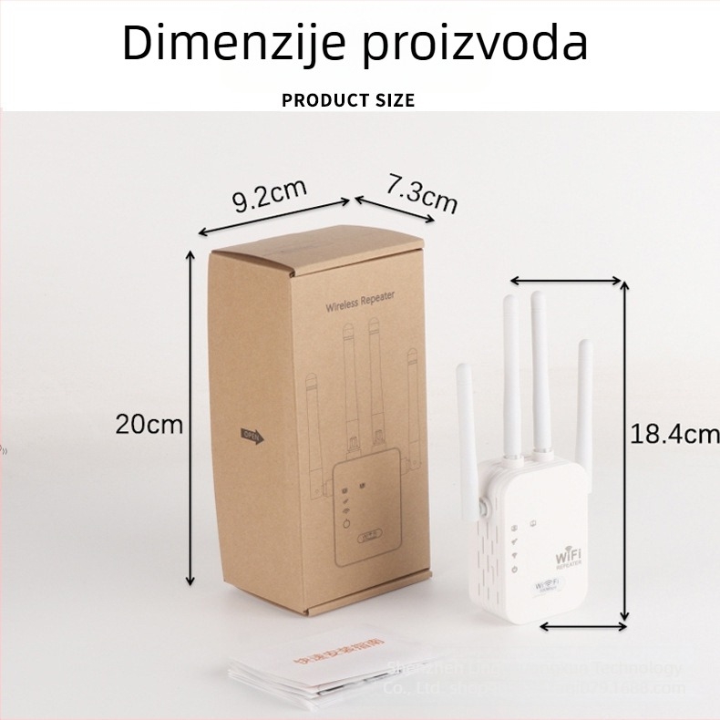 WiFi repeater 802.11ac, Gigabit brzina, domet 20 m, ekranirani kabel Non-Cat5, napajanje 110–220V