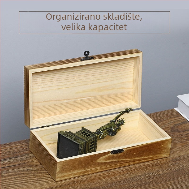 Drvena kutija za stolnu pohranu s poklopcem, zaštita od prašine, novi kineski stil (materijal: drvo; poklopac; zaštita od prašine; kategorija: kutija za stol; stil: novi kineski)