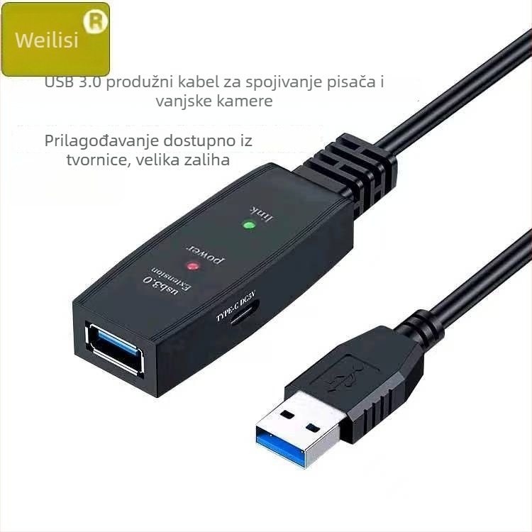 USB 3.0 produžni kabel sa pojačalom signala, muškarac–ženski spoj, bakreni vodič
