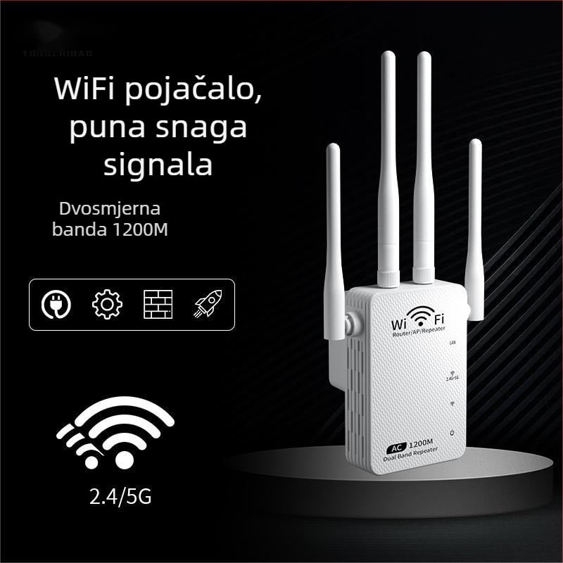 WiFi ponavljač, četiri antene, dvostruki portovi, dvopojasni