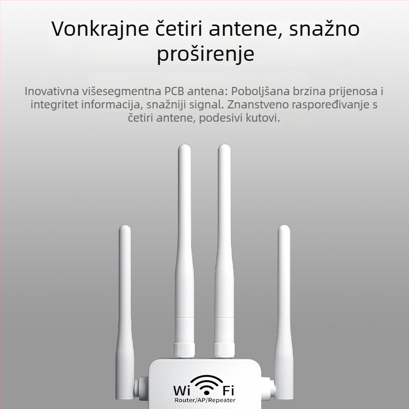 WiFi ponavljač, četiri antene, dvostruki portovi, dvopojasni