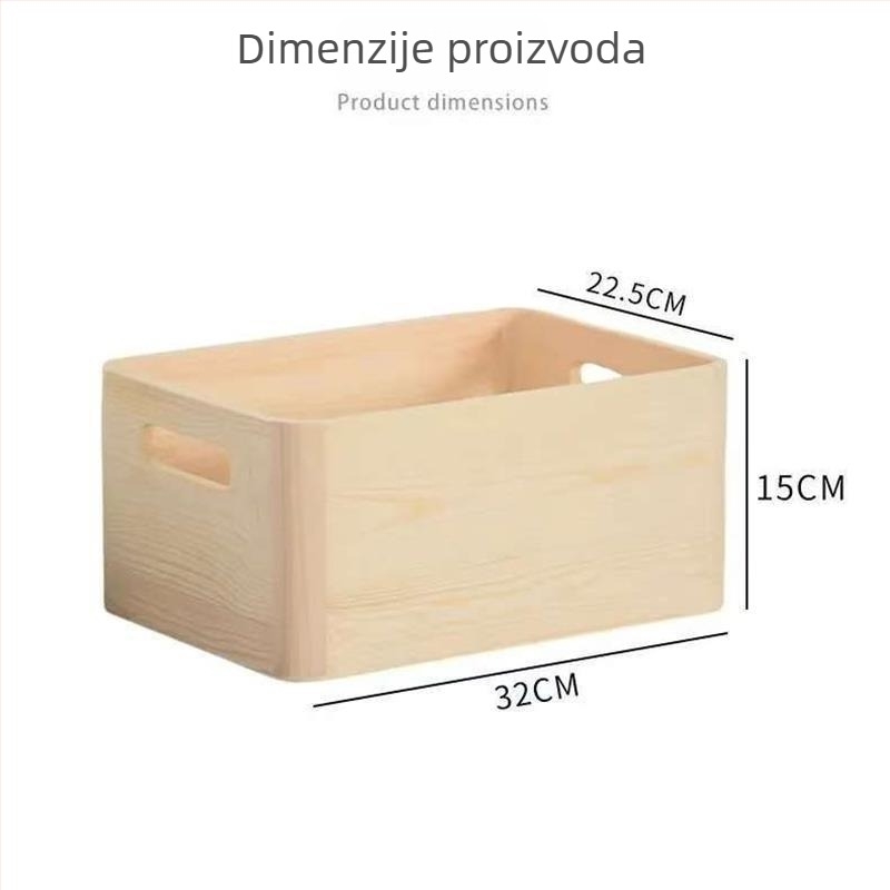 Drvena kutija za skladištenje s zaobljenim rubovima, stolni organizator za dokumente i grickalice, otvorena, višefunkcionalna s uzorkom slova