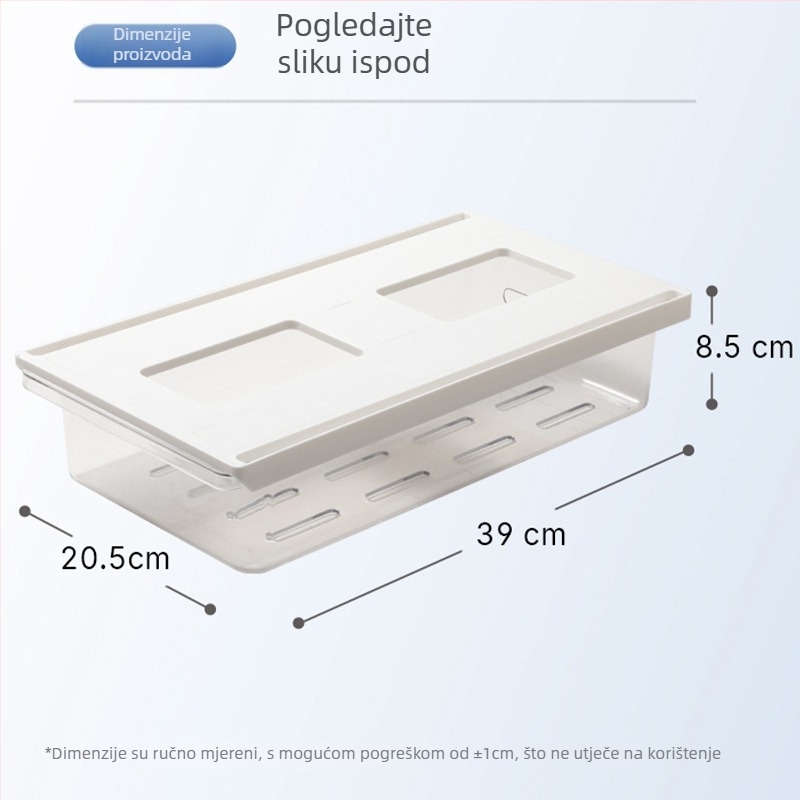 Skrivena izvlačna kutija za pohranu u kupaonskom ormariću, 2 L, PS plastika, model 9027, pretinci