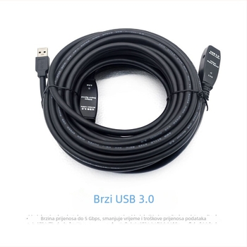 USB 3.0 produžni kabel sa pojačanjem signala, muško–ženski priključak, za videokonferencije, napajani