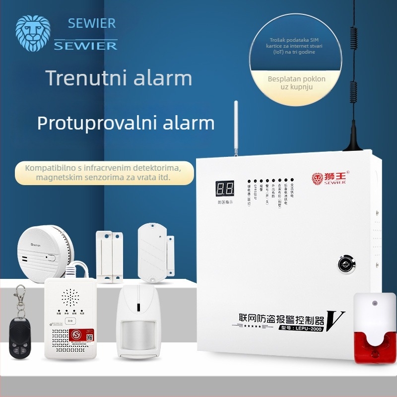Lion King 2000v 4G sustav alarma protiv krađe, 30 zona, 24 bežična uređaja, napajanje 220V