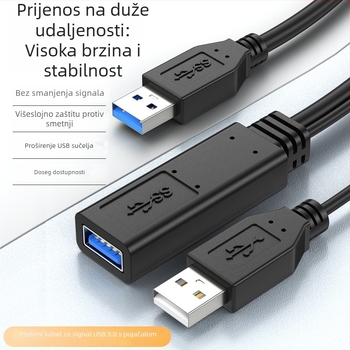 USB 3.0 produžni kabel, muški–ženski, s integriranim pojačivačem čipa, bakreni vodiči bez oksidacije