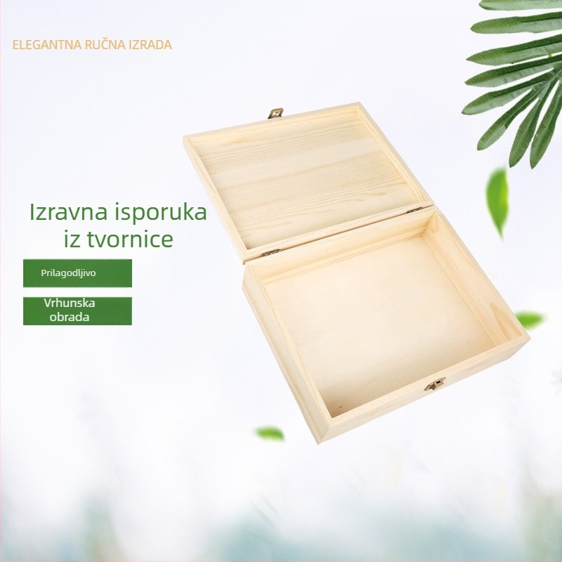 Kutija za pohranu od drveta sa zaključavanjem, pravokutna, prirodno drvo, model Z5, prilagodljive unutarnje dimenzije, ispis logotipa