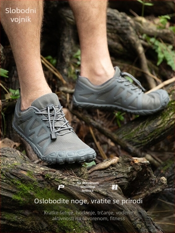 Outdoor obuće s pet prstiju, prozračni gornji dio od mreže, elastična traka za zatvaranje, niski gornji dio, protuklizna gumena potplat