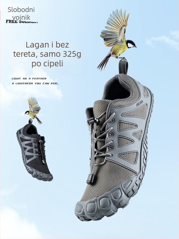 Outdoor obuće s pet prstiju, prozračni gornji dio od mreže, elastična traka za zatvaranje, niski gornji dio, protuklizna gumena potplat