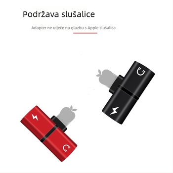 Apple iPhone 7/8/X 3-u-1 slušni adapter — punjenje i prijenos zvuka (model Apple t-shaped double female)
