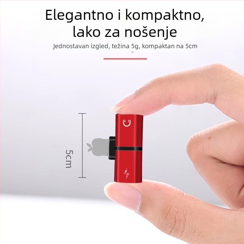 Apple iPhone 7/8/X 3-u-1 slušni adapter — punjenje i prijenos zvuka (model Apple t-shaped double female)
