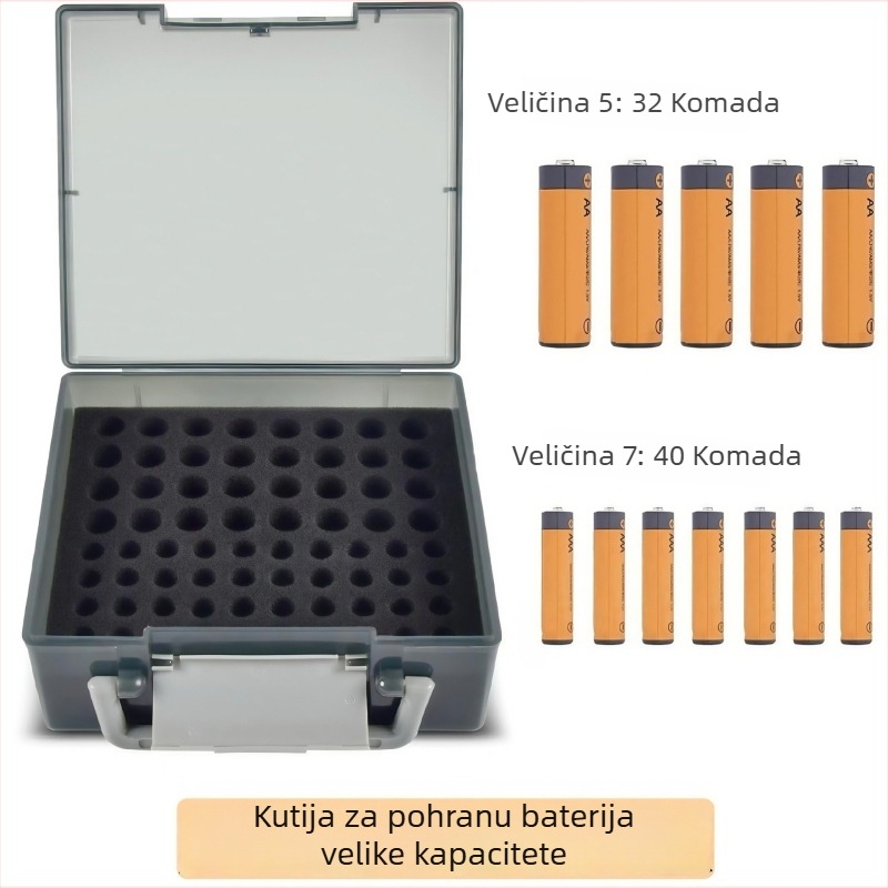 Syc-406 Kutija za pohranu baterija, 72 pretinaca za baterije 5/7, Stolni organizator, preklopni poklopac, plast + spužva