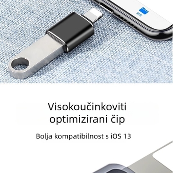 Metalni USB podatkovni adapter s Type-C na Lightning priključkom, model Lightning Head, za mobilnu vanjsku pohranu