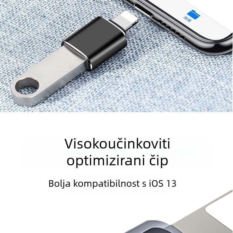 Metalni USB podatkovni adapter s Type-C na Lightning priključkom, model Lightning Head, za mobilnu vanjsku pohranu