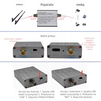 Ht004A Pojačalo signala za vozilo, 0,1–6 GHz, potpuno pokrivanje, niskozvučni pojačivač, s baterijom