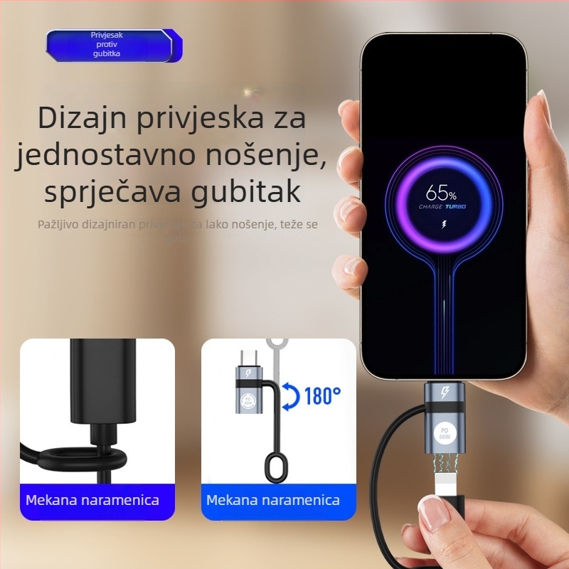 Type-C na Lightning adapter za Apple uređaje, 60W napajanje i prijenos podataka, model LIAOAN60Whui