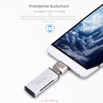 Metalni OTG USB-C adapter, cinkova legura, Type-C za Android telefone i računala, model JY-606, marka JAYA