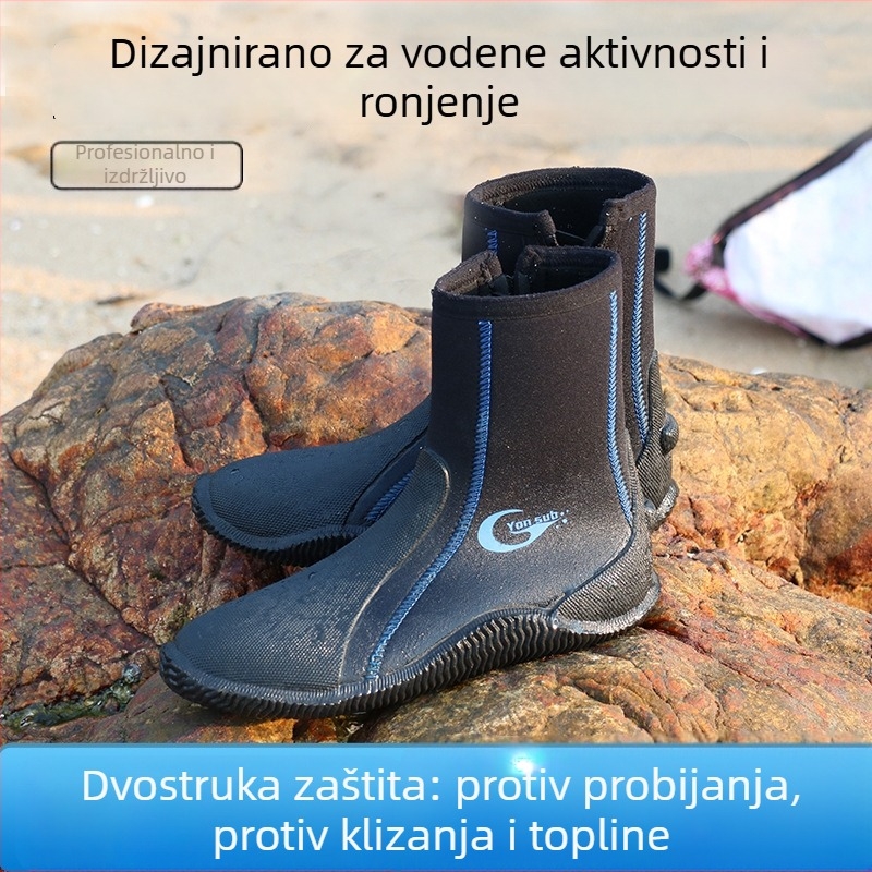 Visoko gležnjačke vodootporne tenisice za vodene sportove, 5 mm neoprena i vulkanizirane gumene potplata, bočni zatvarač