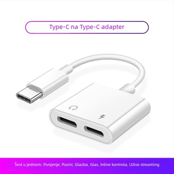 USB-C 2-u-1 adapter za slušalice s 3,5 mm priključkom: glazba, punjenje i pozivi