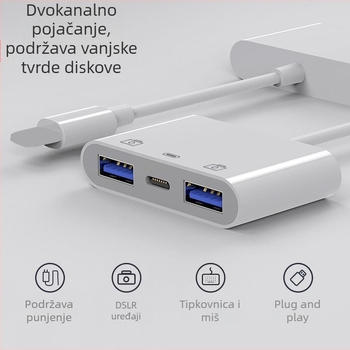 Apple USB OTG adapter tri u jedan za miš, USB flash pogon i tipkovnicu, USB 3.0