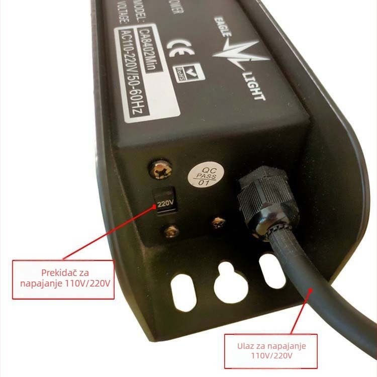 Minghao Eagle Light: 4-kanalni DMX signalni pojačivač i razdjelač, 1 ulaz, 4 izlaza, napajanje transformatorom, DMX512