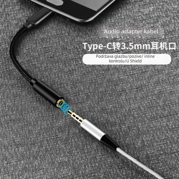 Type-C adapter za slušalice s 3.5 mm audio kabelom za Android – digitalna Type-C audio veza, kompatibilan s Xiaomi, Huawei, OPPO