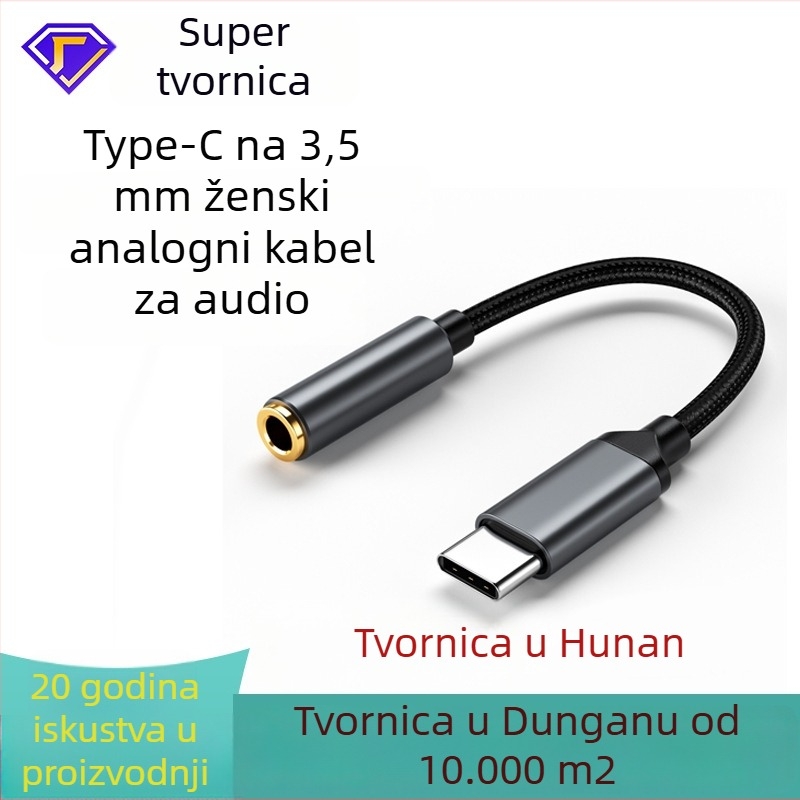 Type-C adapter za slušalice s 3.5 mm audio kabelom za Android – digitalna Type-C audio veza, kompatibilan s Xiaomi, Huawei, OPPO