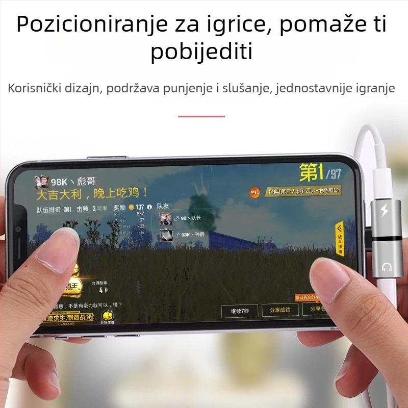 Guoxin metalni audio adapter za Apple slušalice – dvostruki Lightning priključak, opća kompatibilnost, model Adapter