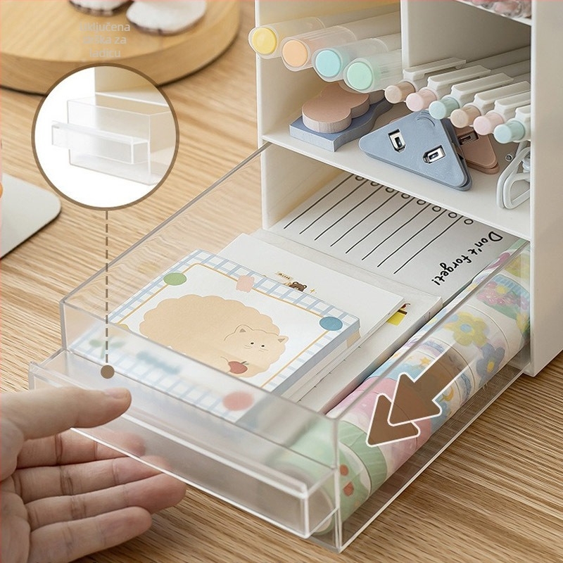 Organizator olovaka s pregradama, kutija za pohranu na stolu, PP plastika 1L, model SD3853