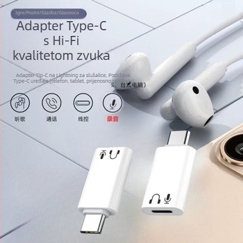 Barosch Lightning ženski–Type-C muški adapter, aluminijska legura, kompatibilan s Apple uređajima, za slušanje glazbe i pozive