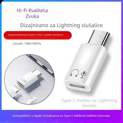 Barosch Lightning ženski–Type-C muški adapter, aluminijska legura, kompatibilan s Apple uređajima, za slušanje glazbe i pozive