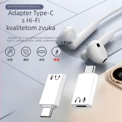 Barosch Lightning ženski–Type-C muški adapter, aluminijska legura, kompatibilan s Apple uređajima, za slušanje glazbe i pozive