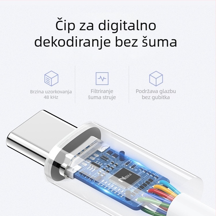 Type-C na 3,5 mm adapter za slušalice za Android telefone (Vivo, Oppo, Redmi K50)