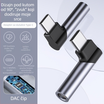 USB-C na 3,5 mm digitalni audio adapter za tablete s pravougaonom izvedbom