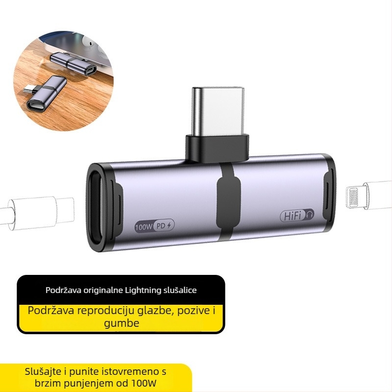 All-in-One Type-C Apple adapter s Lightning audio i 100W PD brzog punjenja za tablete (modeli 15-17)