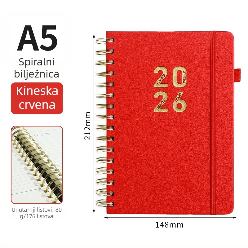 Bilježnica Hengsheng, PU omot, povezana s odvojivim listovima, Dowling papir, 80 g/m²