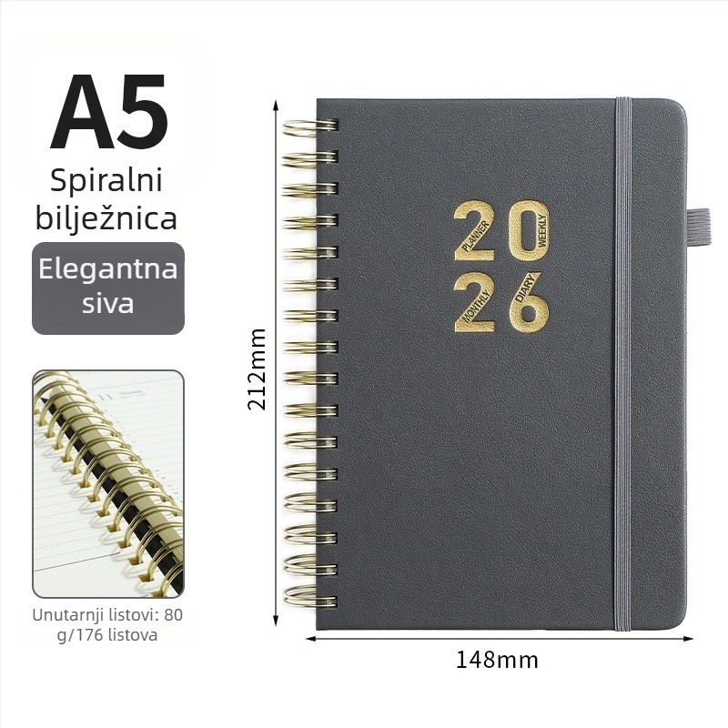 Bilježnica Hengsheng, PU omot, povezana s odvojivim listovima, Dowling papir, 80 g/m²