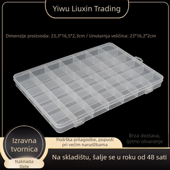 Prozirna PP plastična kutija s 42 pretinca i poklopcem za organiziranje perli i malih dijelova