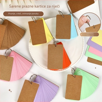 Set engleskih kartica s riječima, prazne, prijenosne, tvrdi karton, džepni notes