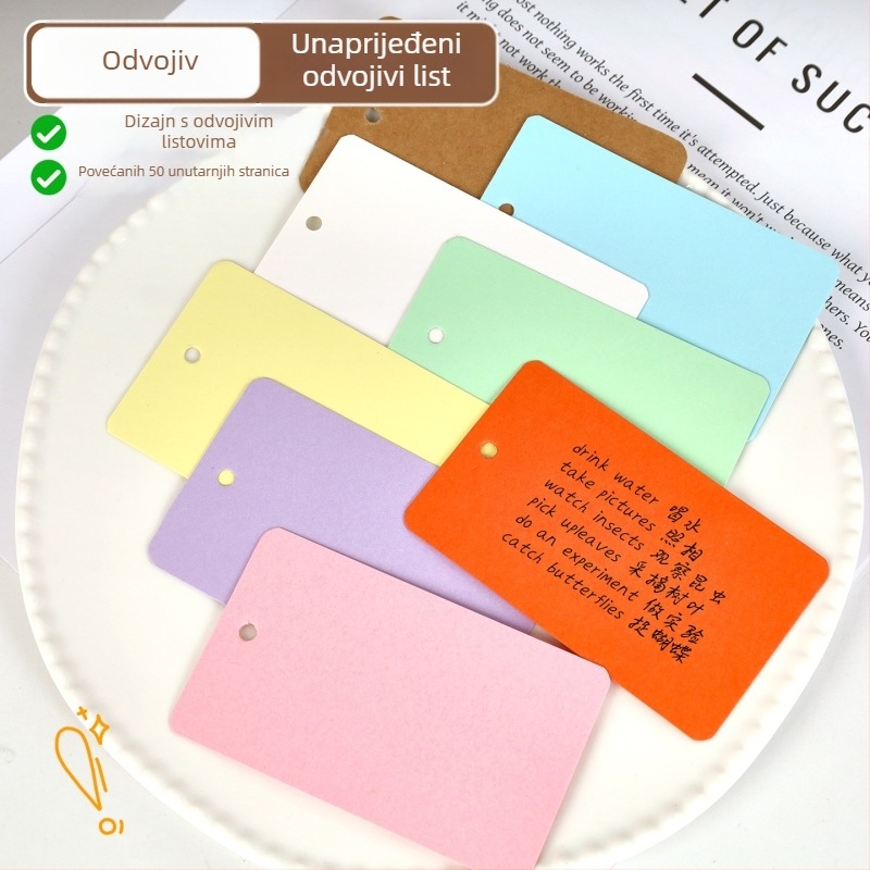 Set engleskih kartica s riječima, prazne, prijenosne, tvrdi karton, džepni notes