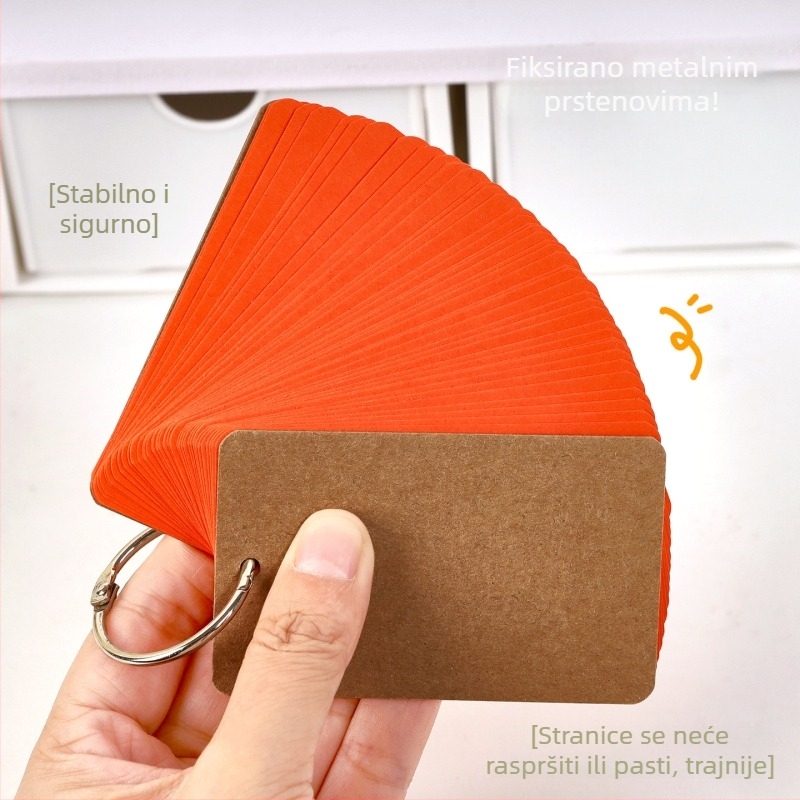 Set engleskih kartica s riječima, prazne, prijenosne, tvrdi karton, džepni notes