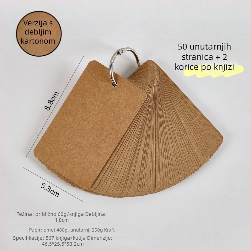 Set engleskih kartica s riječima, prazne, prijenosne, tvrdi karton, džepni notes