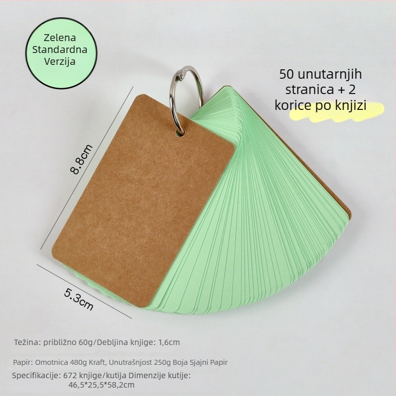 Set engleskih kartica s riječima, prazne, prijenosne, tvrdi karton, džepni notes