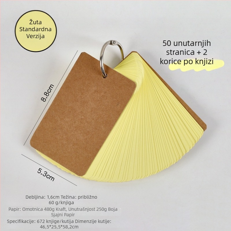 Set engleskih kartica s riječima, prazne, prijenosne, tvrdi karton, džepni notes