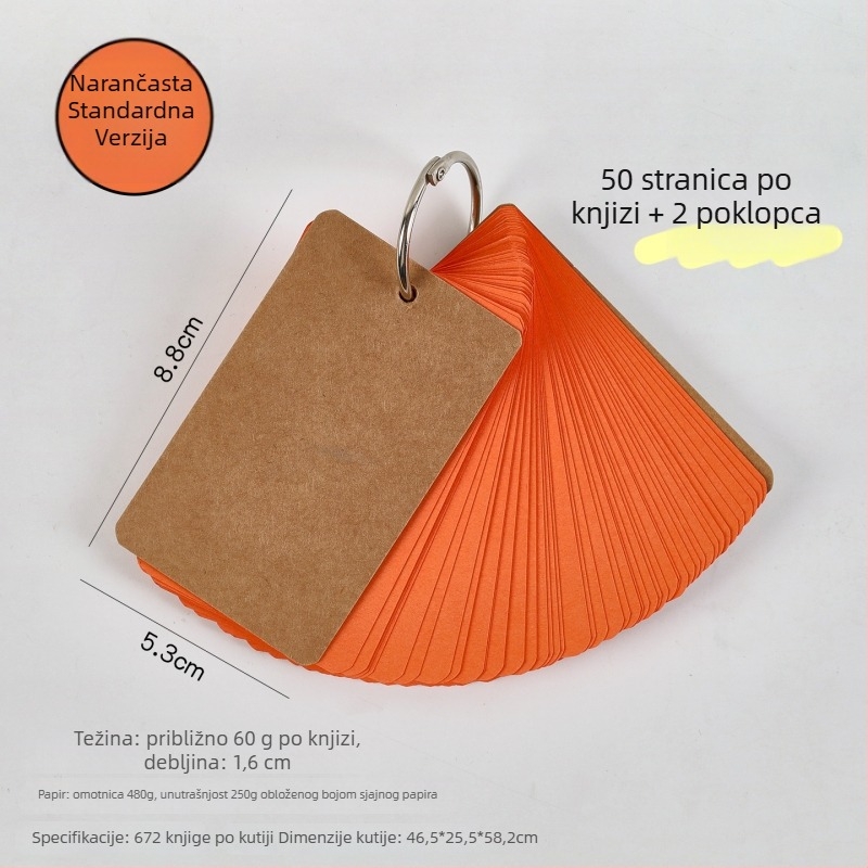 Set engleskih kartica s riječima, prazne, prijenosne, tvrdi karton, džepni notes