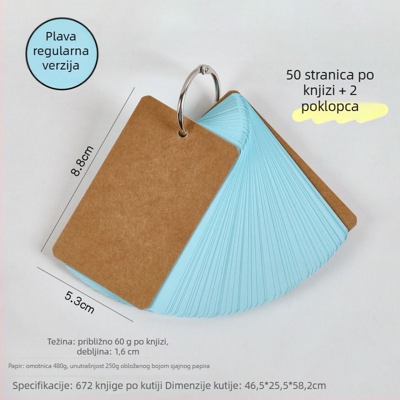 Set engleskih kartica s riječima, prazne, prijenosne, tvrdi karton, džepni notes