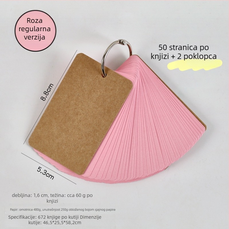 Set engleskih kartica s riječima, prazne, prijenosne, tvrdi karton, džepni notes