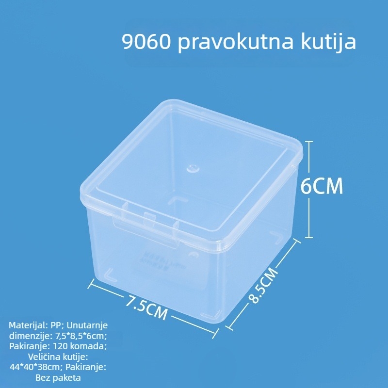 PP plastična stolna kutija za pohranu s preklopnim poklopcem, prozirna, prašini otporna, 1 L, model 9060